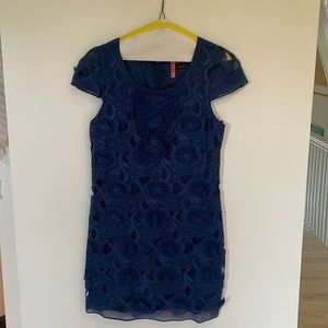 BCBG Floral Appliqué Mini Dress